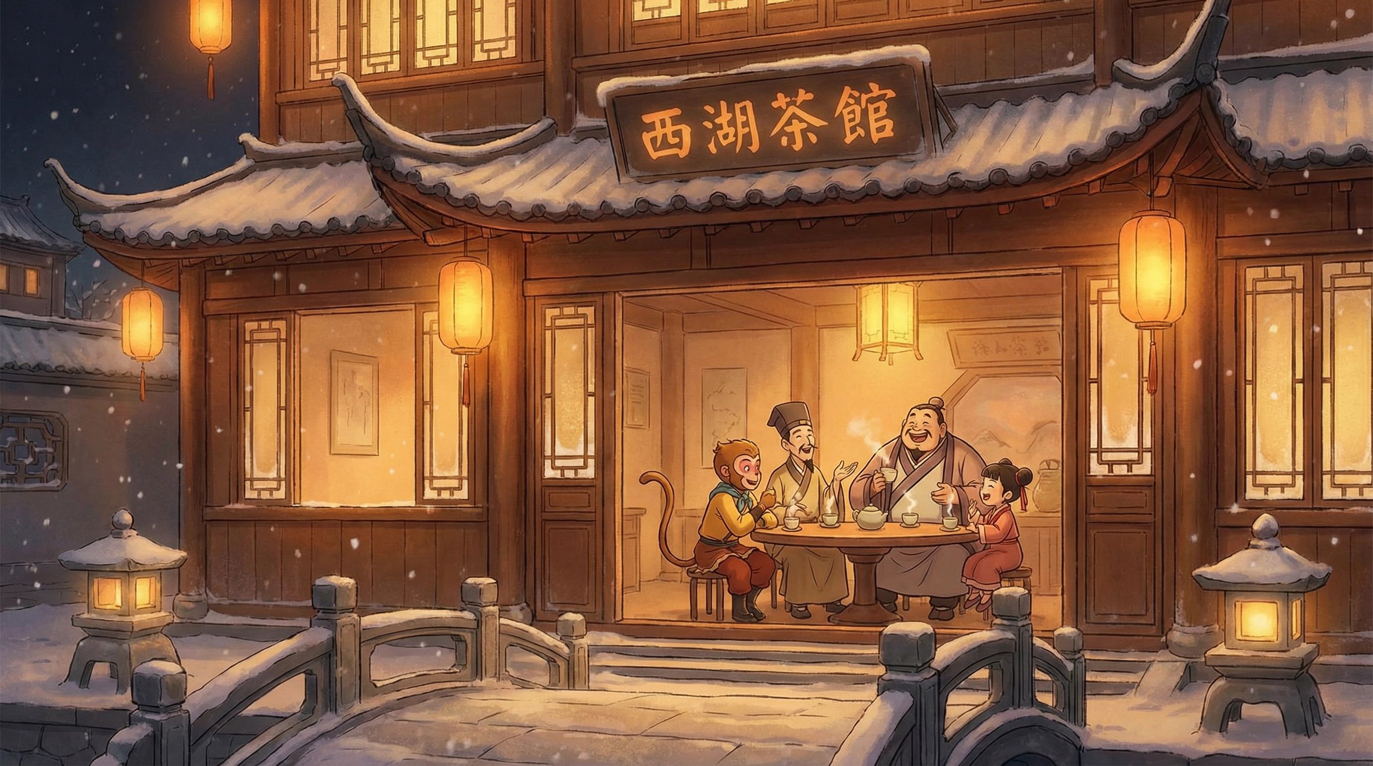 玩物社区-茶馆夜话温暖时光